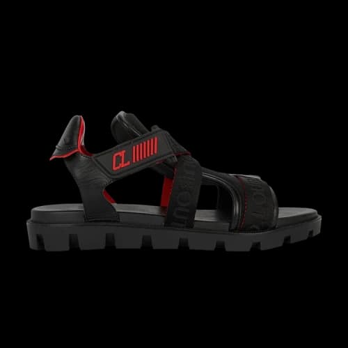 Christian Louboutin Velcrissimo Spiked Sandal 'Black Red'