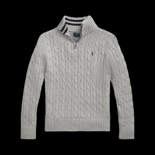 Polo Ralph Lauren Long-Sleeve Cotton Cable Knit Half Zip Sweater 'Andover Heather'