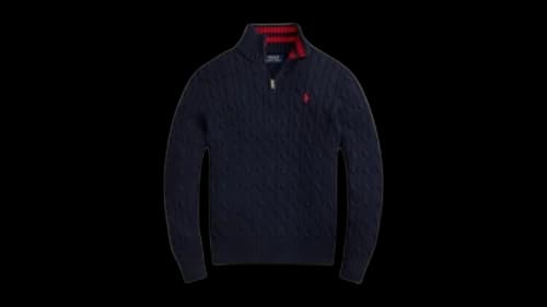 Polo Ralph Lauren Kids Solid Long-Sleeve Cotton Cable Knit Half-Zip Sweater RL Navy