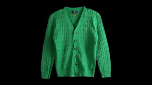 Polo Ralph Lauren Kids Long Sleeve Combed Cotton Cable Knit V-Neck Cardigan Sweater Cruise Green