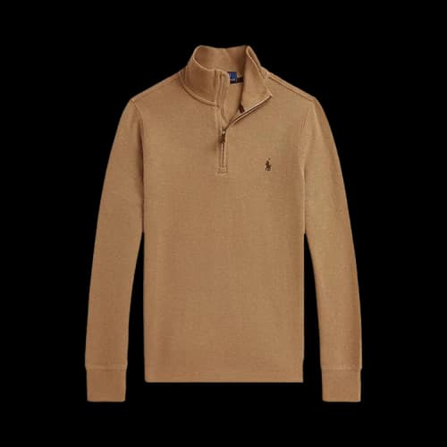 Polo Ralph Lauren Long Sleeve French Rib Solid Half-Zip Pullover 'Camel'