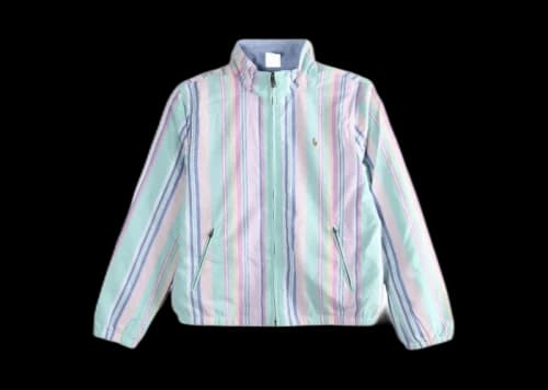 Polo Ralph Lauren Boys Cotton Oxford Reversible Colt Windbreaker Jacket Stripes Blue