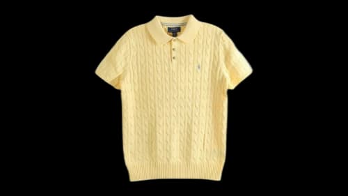 Polo Ralph Lauren Short-Sleeve Cotton Cable-Knit C9849 T-Bird Polo Yellow