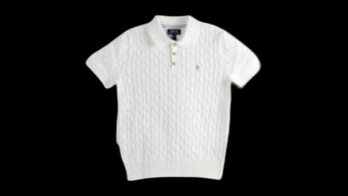 Polo Ralph Lauren Short-Sleeve Cotton Cable-Knit Polo Deckwash White