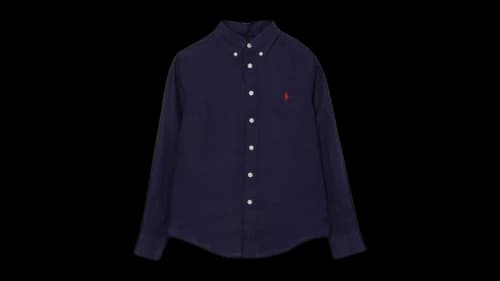 Polo Ralph Lauren Kids Solid Long Sleeve Linen Sport Shirt Newport Navy