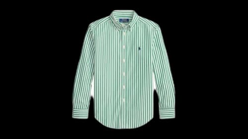 Polo Ralph Lauren Kids Stripe Long Sleeve Cotton Poplin Sport Shirt Cruise Green/White