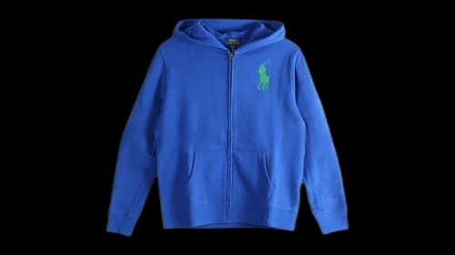 Polo Ralph Lauren Kids Long Sleeve Seasonal Fleece Full-Zip Big Pony Hooded Sweatshirt New Sapphire