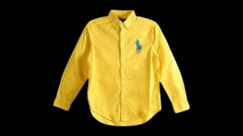 Polo Ralph Lauren Kids Long Sleeve Garment Dyed Oxford Big Pony Sport Shirt Racing Yellow