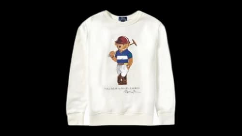 Polo Ralph Lauren Kids Long Sleeve Graphic Fleece Novelty RL Polo Bear Sweatshirt Deckwash White