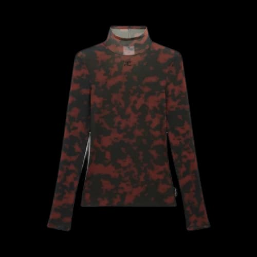 Courrèges Tortoise Mockneck Sheer Top 'Havana/ Tortoise'