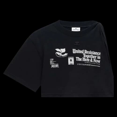 Courrèges Shoulder Twist Printed T-Shirt 'Black'