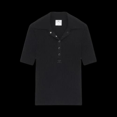 Courrèges Rib Knit Polo 'Black'