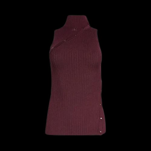 Courrèges Multistyling Rib Knit Top 'Burgundy'