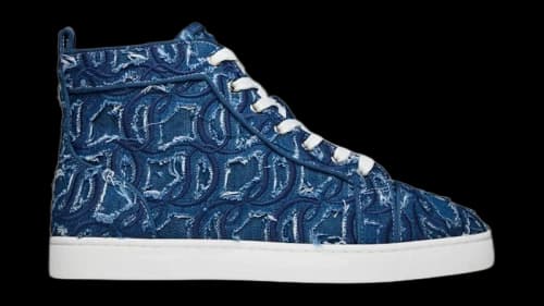 Christian Louboutin Louis Flat High Top Sneakers Blue