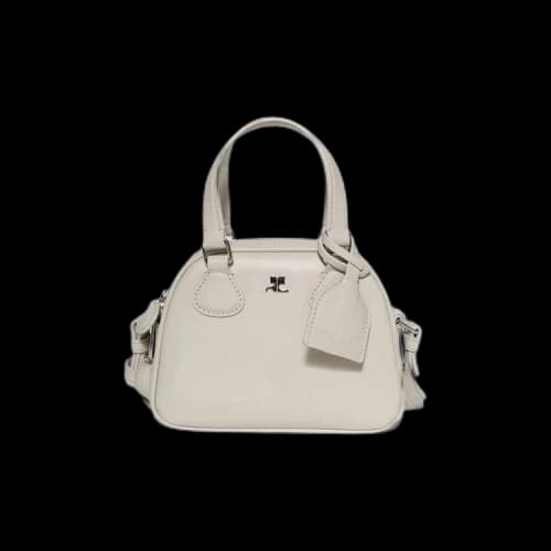 Courrèges AC Stud Naplack Mini Bowling Bag 'White'