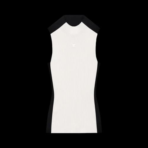 Courrèges Contrast Frame Rib Knit Top 'Blanc/Black'