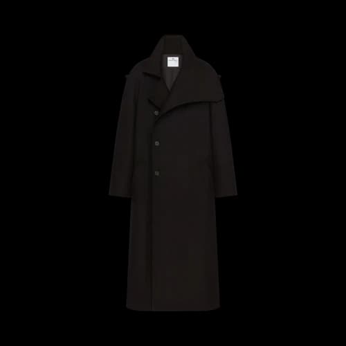 Courrèges Oblique Wool Maxi Trench Coat 'Black'