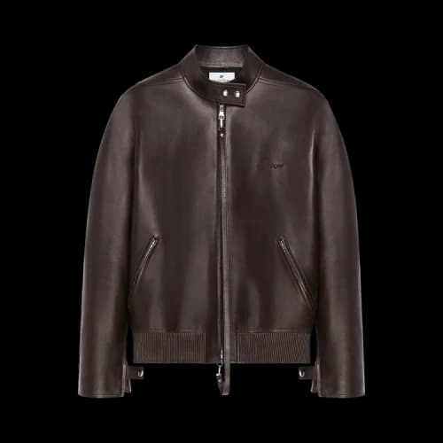 Courrèges Embroidered Leather Bomber Jacket 'Dark Brown'