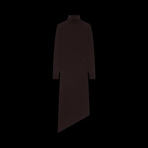 Courrèges One Shoulder Wool Long Dress 'Chocolate'