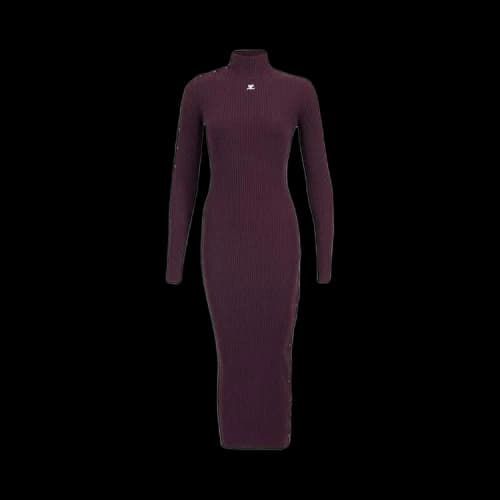 Courrèges Multi-Snap Rib Knit Long Dress 'Burgundy'