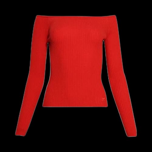 Courrèges Off Shoulder Rib Knit Top 'Poppy'