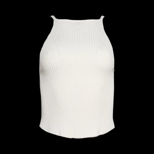 Courrèges Circle Rib Knit Top 'White'
