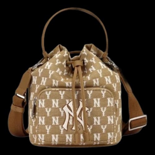 MLB Retro Full Print Series NY New York Yankees Drawstring Shoulder Messenger Bag Khaki