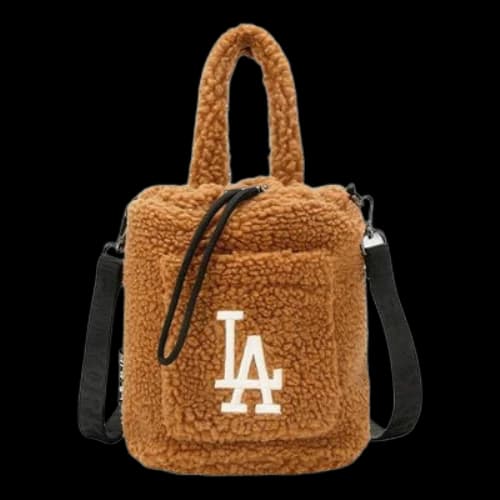 MLB LA Los Angeles Dodgers polar fleece Wool Bucket Bag handbag Brown