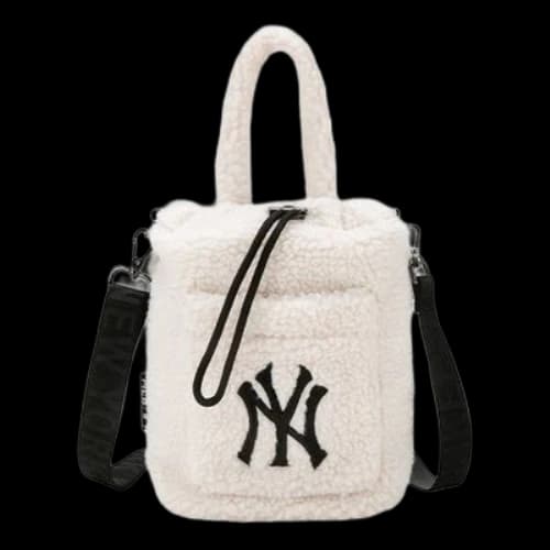 MLB NY New York Yankees Polar Fleece Wool Hand Bag White