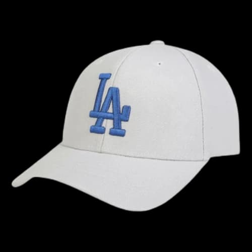 MLB LA Alphabet Embroidered Baseball Cap White Blue