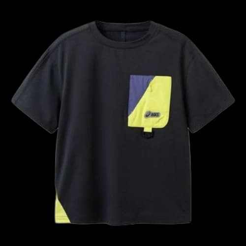 (GS) ASICS Logo Patched Pocket T-Shirt 'Black'