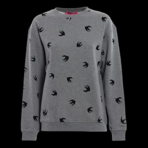 Alexander McQueen Swallow Printing Round Neck Pullover Sweatshirt 'Grey' (Women's)
