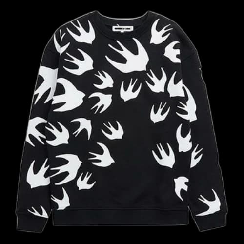 Alexander McQueen Swallow Pattern Printing Sweatshirt 'Black' (Women's)
