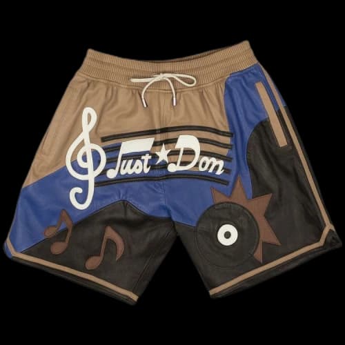 Just Don Sound Graphic Leather Shorts 'Brown'