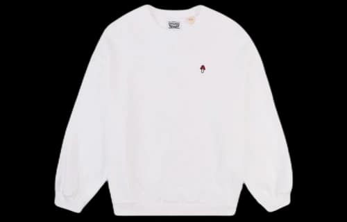 Levis Levi's Embroidered Round Neck Pullover White Hoodie (Women's)