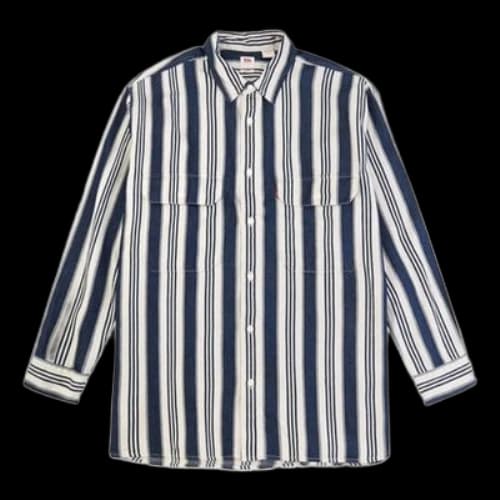 Levis Series Pure Cotton Stripe Long Sleeves Gray Shirt