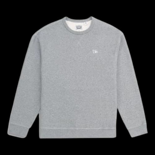 Levis Logo Embroidered Round Neck Pure Cotton Pullover Gray