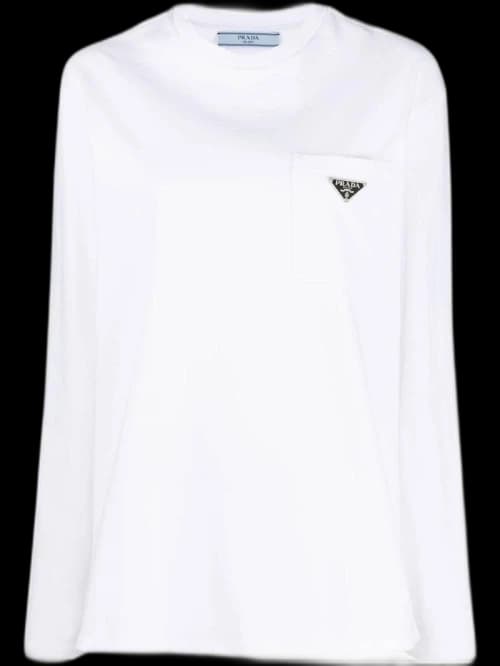 Prada Patch Pocket Enamel Logo T-Shirt White