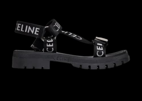 Celine Leo Strappy Sandal Black White