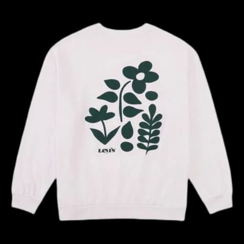 Levi's Printing Pattern Round Neck Pullover Creamy White Hoodie (Women's)