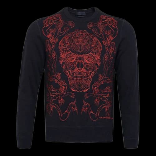 Alexander McQueen SS21 Skeleton Printing Long Sleeves Black Red