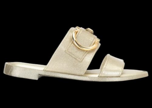 Ferragamo Gancini Metallic Flat Sandals Gold (Women's)