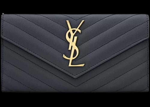 Saint Laurent Zip Around Wallet Large Monogram Grain De Poudre Storm Grey
