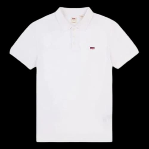 Levis Red Flag Embroidered Pure Cotton Short Sleeve White Polo Shirt