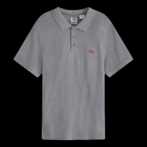 Levis Red Flag Embroidered Pure Cotton Short Sleeve Polo Shirt Gray