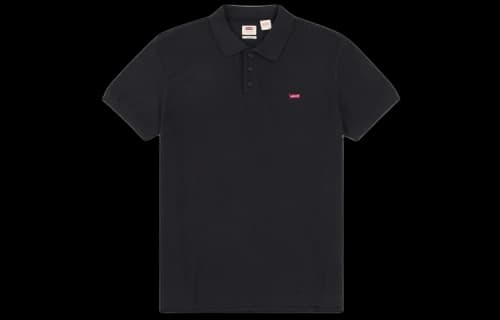 Levis Red Flag Embroidered Short Sleeve polo Black Polo Shirt