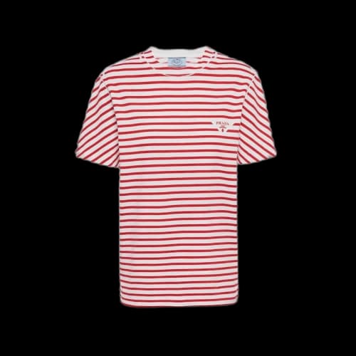 Prada Printed Interlock Stripe T-shirt White/Red