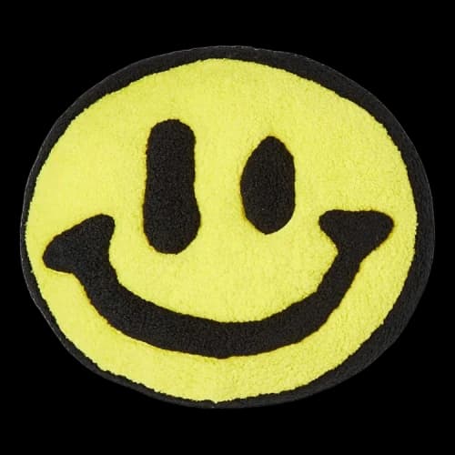 Market Smiley Collage Chenille Pillow 'Yellow'