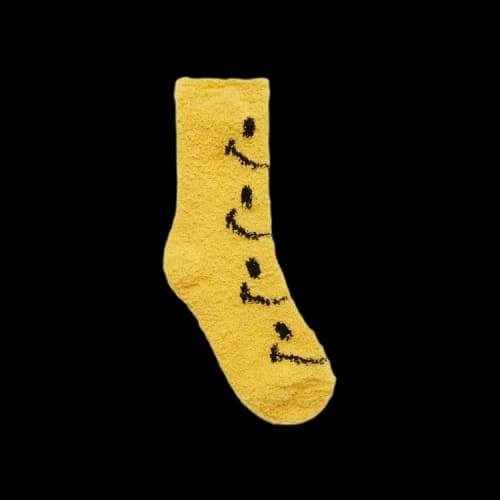 Market Smiley Holiday Fuzzy Socks 'Yellow'