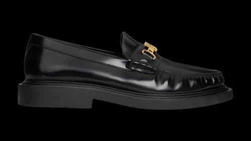 Celine Universite Triomphe Chain Loaffer in Polished Bull Black